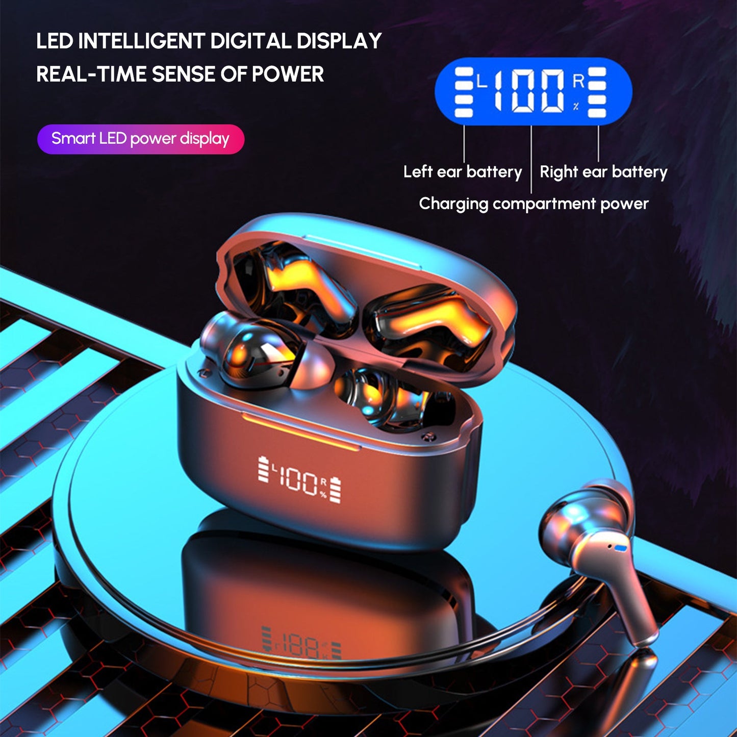 Bluetooth 5.3 Wireless Earbud 60 Hrs Playtime with LED Display for