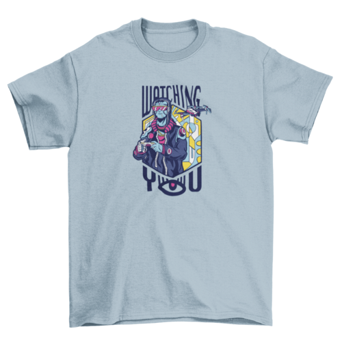 Drone pilot neon colors with the quote Watching you t-shirt