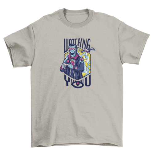 Drone pilot neon colors with the quote Watching you t-shirt