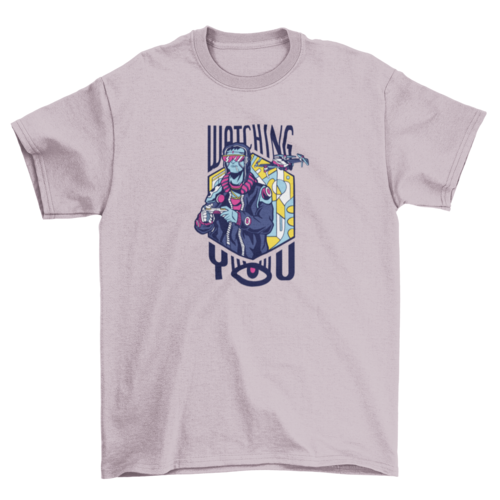 Drone pilot neon colors with the quote Watching you t-shirt