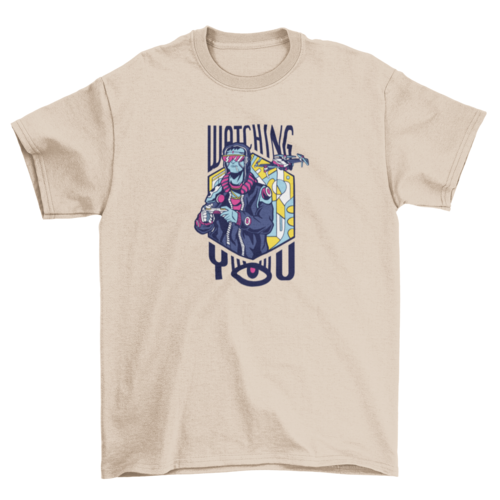 Drone pilot neon colors with the quote Watching you t-shirt